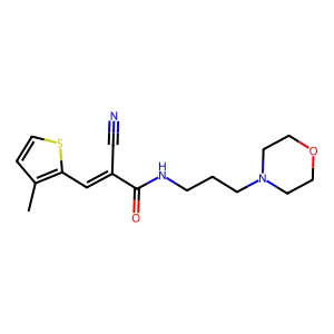 (E)-2-cyano-3-(3-methylthiophen-2-yl)-N-(3-morpholin-4-ylpropyl)prop-2-enamide structure
