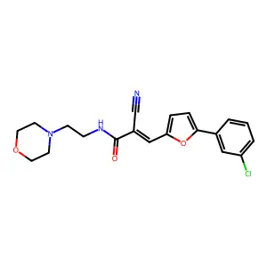 (E)-3-[5-(3-chlorophenyl)furan-2-yl]-2-cyano-N-(2-morpholin-4-ylethyl)prop-2-enamide structure