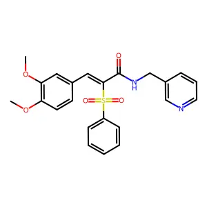 (2E)-3-(3,4-dimethoxyphenyl)-2-(phenylsulfonyl)-N-(pyridin-3-ylmethyl)prop-2-enamide structure
