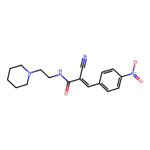 2-cyano-3-(4-nitrophenyl)-N-[2-(piperidin-1-yl)ethyl]prop-2-enamide structure