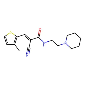 (2E)-2-cyano-3-(3-methyl(2-thienyl))-N-(2-piperidylethyl)prop-2-enamide structure