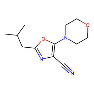 2-(2-Methylpropyl)-5-morpholin-4-yl-1,3-oxazole-4-carbonitrile structure