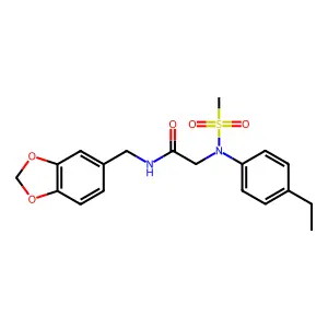 N-(1,3-benzodioxol-5-ylmethyl)-2-(4-ethyl-N-methylsulfonylanilino)acetamide structure