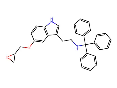 2-[5-(oxiran-2-ylmethoxy)-1H-indol-3-yl]-N-tritylethanamine structure