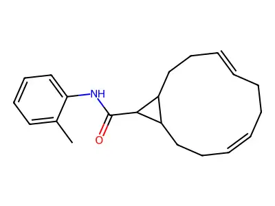 (4Z,8E)-N-(2-methylphenyl)bicyclo[10.1.0]trideca-4,8-diene-13-carboxamide structure