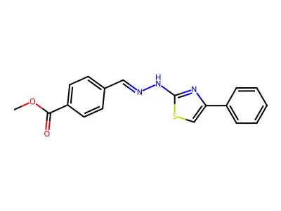 methyl 4-{(E)-[2-(4-phenyl-1,3-thiazol-2-yl)hydrazinylidene]methyl}benzoate structure