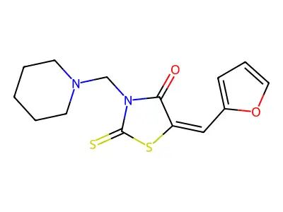 5-(2-furylmethylene)-3-(1-piperidinylmethyl)-2-thioxo-1,3-thiazolidin-4-one structure