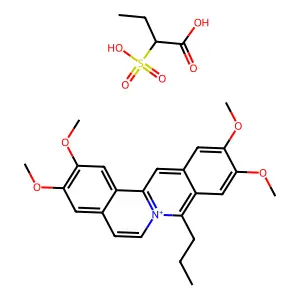 2-sulfobutanoic acid; 2,3,10,11-tetramethoxy-8-propylisoquinolino[2,1-b]isoquinolin-7-ium structure
