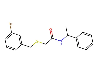 2-[(3-bromophenyl)methylsulfanyl]-N-(1-phenylethyl)acetamide structure