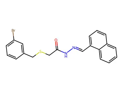 2-[(3-bromophenyl)methylsulfanyl]-N-[(E)-naphthalen-1-ylmethylideneamino]acetamide structure