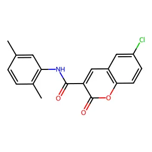 6-chloro-N-(2,5-dimethylphenyl)-2-oxochromene-3-carboxamide structure
