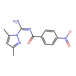 N-[amino-(3,5-dimethylpyrazol-1-yl)methylidene]-4-nitrobenzamide structure