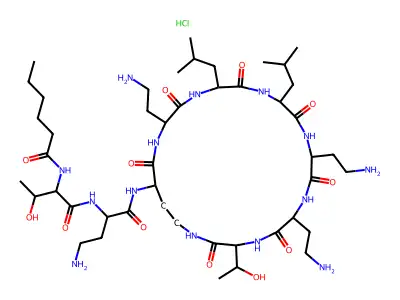 Hexanoyl colistin nonapeptide HCl structure