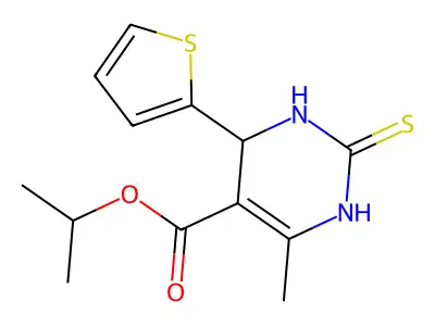 Isopropyl 6-methyl-4-(thiophen-2-yl)-2-thioxo-1,2,3,4-tetrahydropyrimidine-5-carboxylate structure
