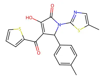 4-hydroxy-2-(4-methylphenyl)-1-(5-methyl-1,3-thiazol-2-yl)-3-(thiophene-2-carbonyl)-2H-pyrrol-5-one structure