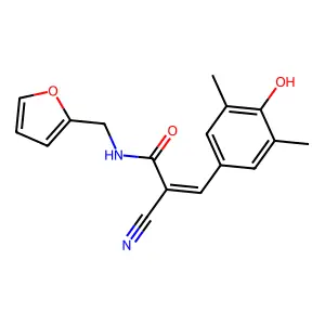 (E)-2-cyano-N-(furan-2-ylmethyl)-3-(4-hydroxy-3,5-dimethylphenyl)prop-2-enamide structure