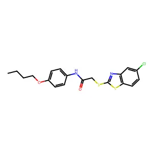 N-(4-butoxyphenyl)-2-[(5-chloro-1,3-benzothiazol-2-yl)sulfanyl]acetamide structure