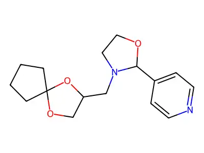 Pyridine, 4-[3-(1,4-dioxaspiro[4.4]non-2-ylmethyl)-2-oxazolidinyl]- structure