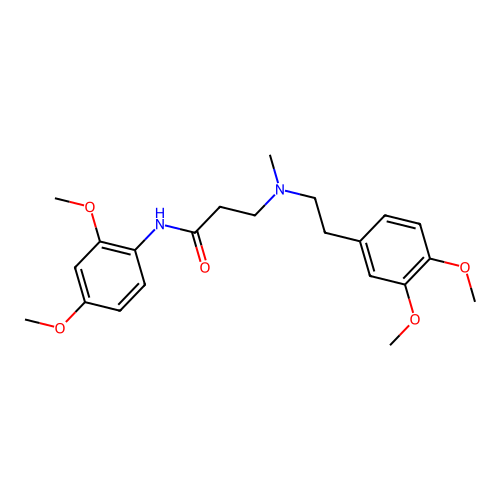 N-(2,4-dimethoxyphenyl)-3-[2-(3,4-dimethoxyphenyl)ethyl-methylamino]propanamide structure