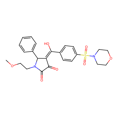 3-hydroxy-1-(2-methoxyethyl)-4-{[4-(morpholin-4-ylsulfonyl)phenyl]carbonyl}-5-phenyl-1,5-dihydro-2H-pyrrol-2-one structure