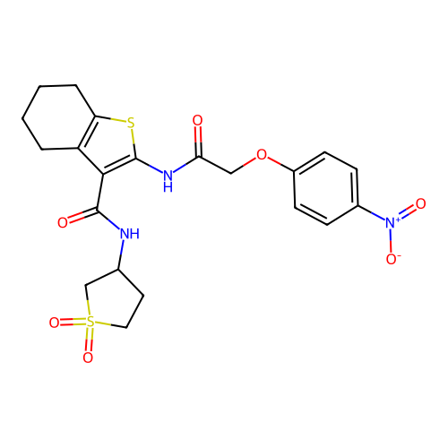 N-(1,1-dioxidotetrahydro-3-thienyl)-2-{[(4-nitrophenoxy)acetyl]amino}-4,5,6,7-tetrahydro-1-benzothiophene-3-carboxamide structure