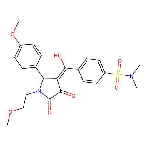 4-(4-hydroxy-1-(2-methoxyethyl)-2-(4-methoxyphenyl)-5-oxo-2,5-dihydro-1H-pyrrole-3-carbonyl)-N,N-dimethylbenzenesulfonamide structure