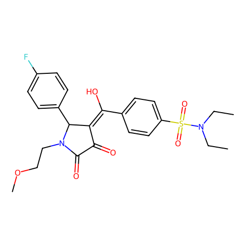 N,N-diethyl-4-(2-(4-fluorophenyl)-4-hydroxy-1-(2-methoxyethyl)-5-oxo-2,5-dihydro-1H-pyrrole-3-carbonyl)benzenesulfonamide structure
