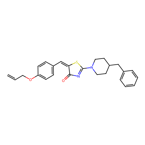 (5E)-2-(4-benzylpiperidin-1-yl)-5-[(4-prop-2-enoxyphenyl)methylidene]-1,3-thiazol-4-one structure