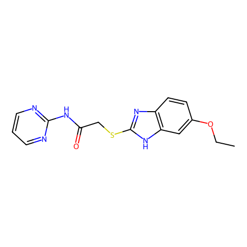 2-[(5-ethoxy-1H-benzimidazol-2-yl)sulfanyl]-N-(pyrimidin-2-yl)acetamide structure