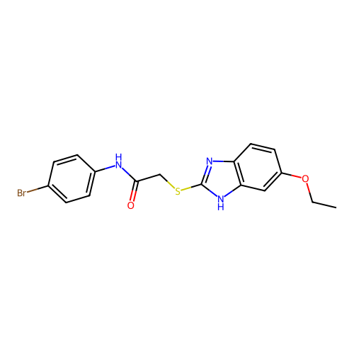 N-(4-bromophenyl)-2-[(5-ethoxy-1H-benzimidazol-2-yl)sulfanyl]acetamide structure