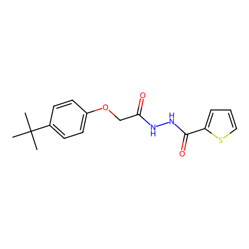 N'-[2-(4-tert-butylphenoxy)acetyl]thiophene-2-carbohydrazide structure