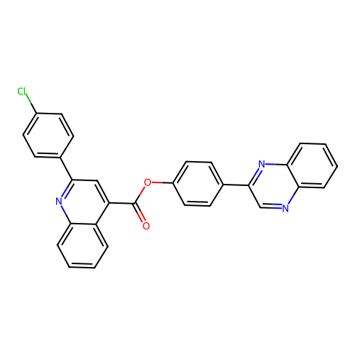 4-(Quinoxalin-2-yl)phenyl 2-(4-chlorophenyl)quinoline-4-carboxylate structure