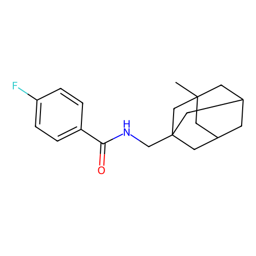 4-fluoro-N-(((1s,3s,5R,7S)-3-methyladamantan-1-yl)methyl)benzamide structure