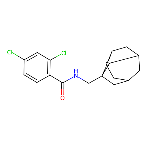 2,4-dichloro-N-(tricyclo[4.3.1.1(3,8)]undecan-1-ylmethyl)benzamide structure
