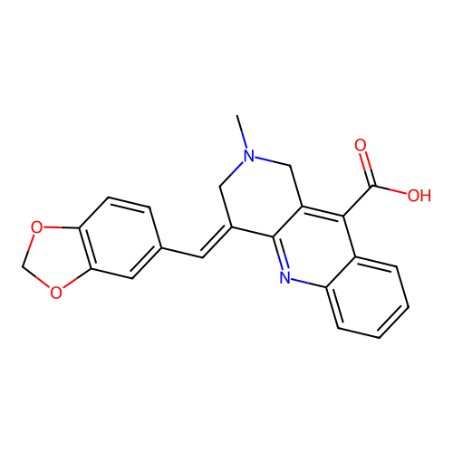 4-(2H-1,3-benzodioxol-5-ylmethylidene)-2-methyl-1H,2H,3H,4H-benzo[b]1,6-naphthyridine-10-carboxylic acid structure