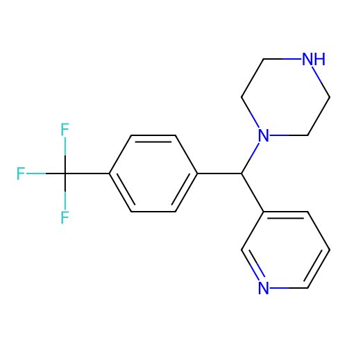 1-[Pyridin-3-yl-[4-(trifluoromethyl)phenyl]methyl]piperazine structure