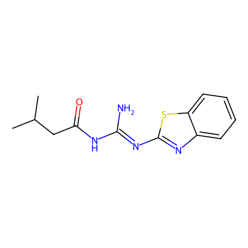 N-[amino(1,3-benzothiazol-2-ylamino)methylene]-3-methylbutanamide structure