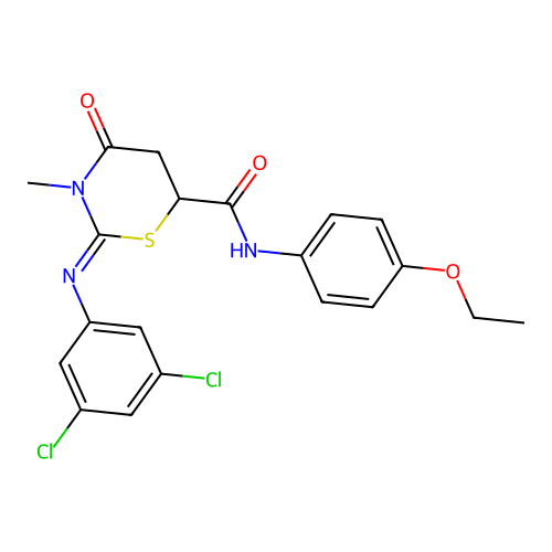 2-(3,5-dichlorophenyl)imino-N-(4-ethoxyphenyl)-3-methyl-4-oxo-1,3-thiazinane-6-carboxamide structure
