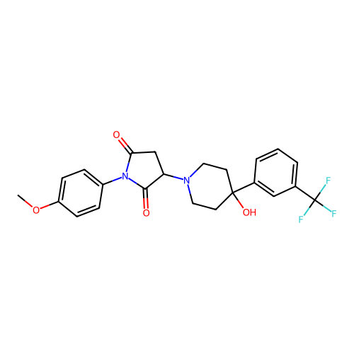 3-{4-hydroxy-4-[3-(trifluoromethyl)phenyl]piperidin-1-yl}-1-(4-methoxyphenyl)pyrrolidine-2,5-dione structure