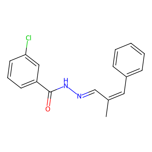3-chloro-N-[(2-methyl-3-phenylprop-2-enylidene)amino]benzamide structure