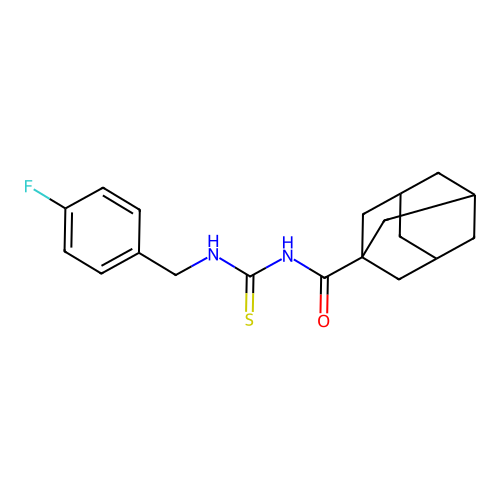 N-(1-adamantylcarbonyl)-N'-(4-fluorobenzyl)thiourea structure