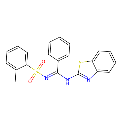 N-(1,3-benzothiazol-2-yl)-N'-(2-methylphenyl)sulfonylbenzenecarboximidamide structure