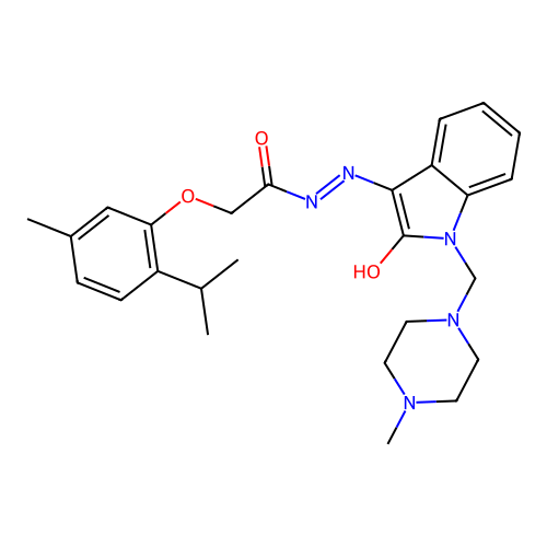 (Z)-2-(2-isopropyl-5-methylphenoxy)-N'-(1-((4-methylpiperazin-1-yl)methyl)-2-oxoindolin-3-ylidene)acetohydrazide structure