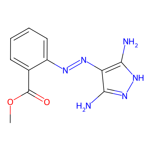 2-(3,5-Diamino-1H-pyrazol-4-ylazo)-benzoic acid methyl ester structure