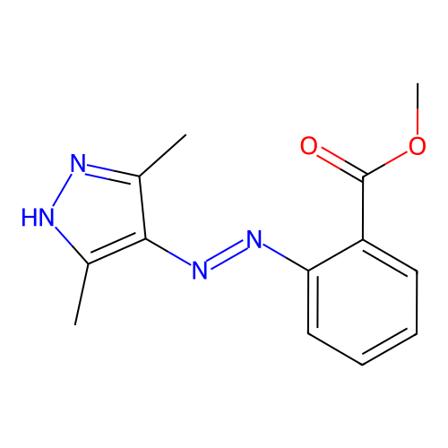 2-(3,5-Dimethyl-1H-pyrazol-4-ylazo)-benzoic acid methyl ester structure