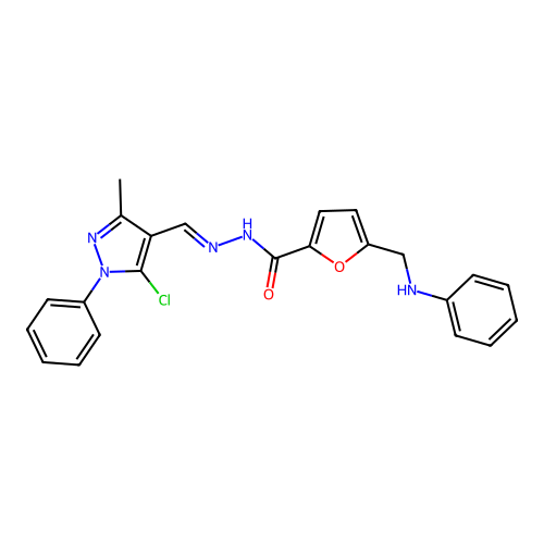 (E)-N'-((5-chloro-3-methyl-1-phenyl-1H-pyrazol-4-yl)methylene)-5-((phenylamino)methyl)furan-2-carbohydrazide structure