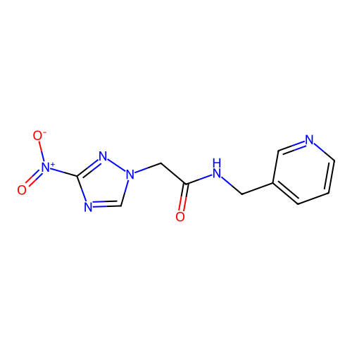 2-(3-nitro-1H-1,2,4-triazol-1-yl)-N-(pyridin-3-ylmethyl)acetamide structure