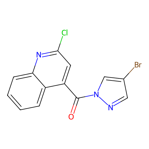 (4-bromo-1H-pyrazol-1-yl)(2-chloroquinolin-4-yl)methanone structure