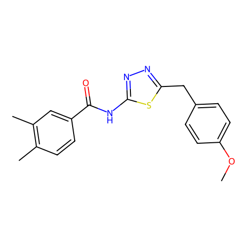 N-[5-(4-methoxybenzyl)-1,3,4-thiadiazol-2-yl]-3,4-dimethylbenzamide structure