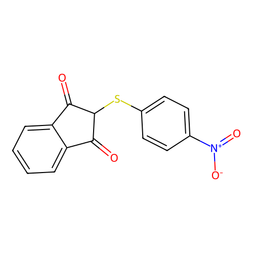 2-(4-Nitrophenyl)sulfanylindene-1,3-dione structure